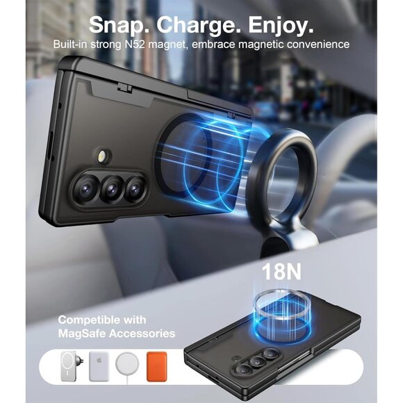 Magnetic case for Samsung Galaxy Z Fold 7 MagSafe hinge protection kickstand - Picture 5 of 8